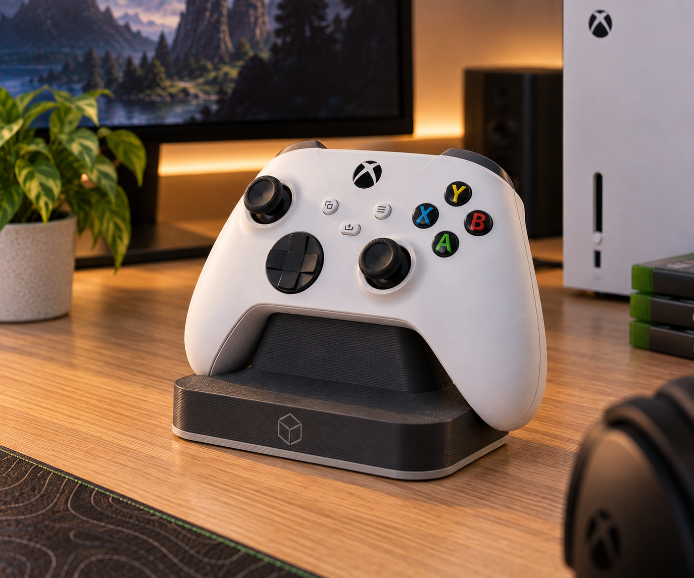 Suporte para comando Xbox junto à consola