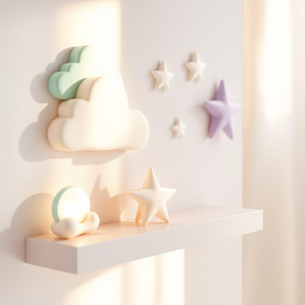 Nuvens e estrelas decorativas para quarto infantil