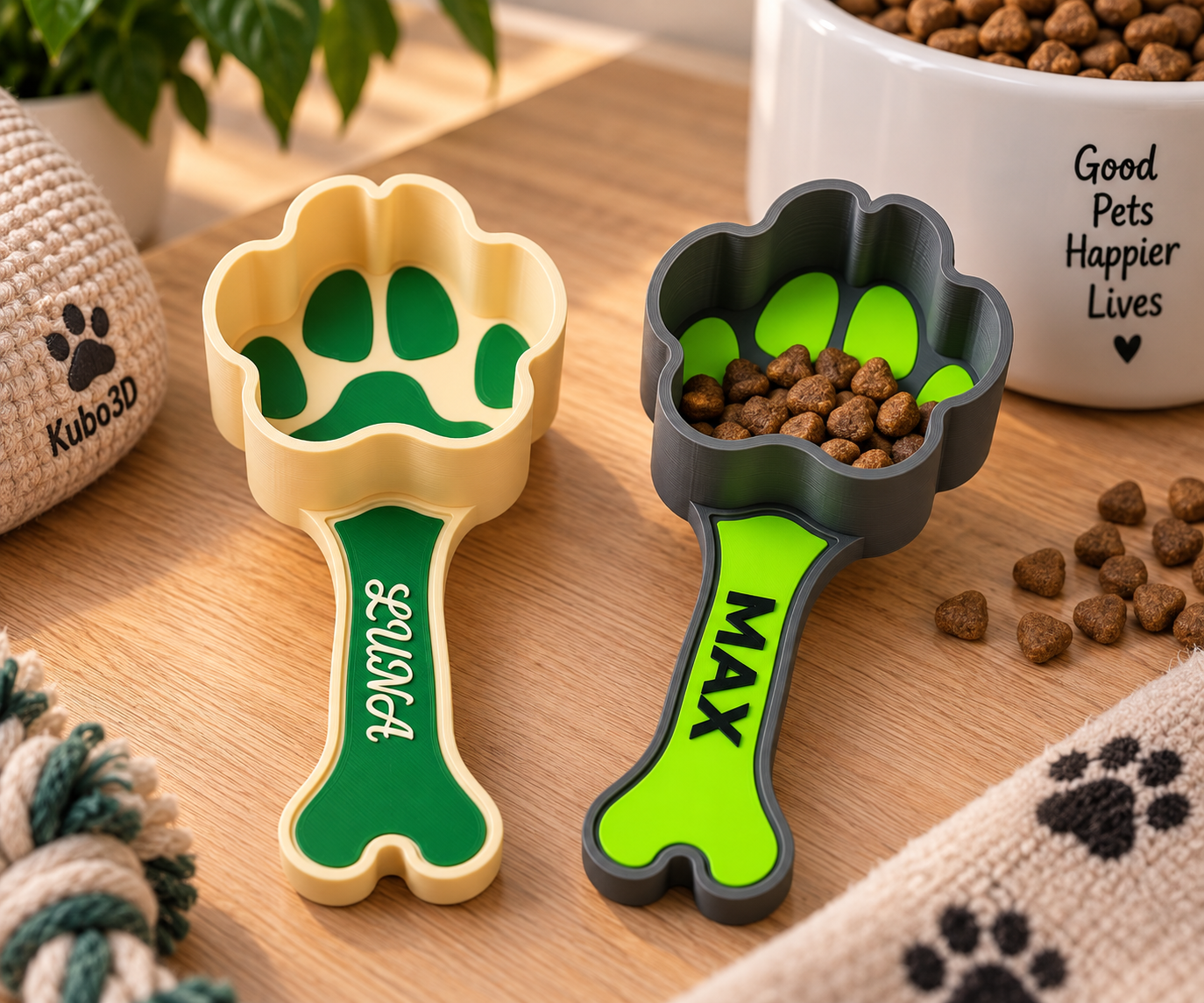 Recipientes em forma de pata para ração ou snacks