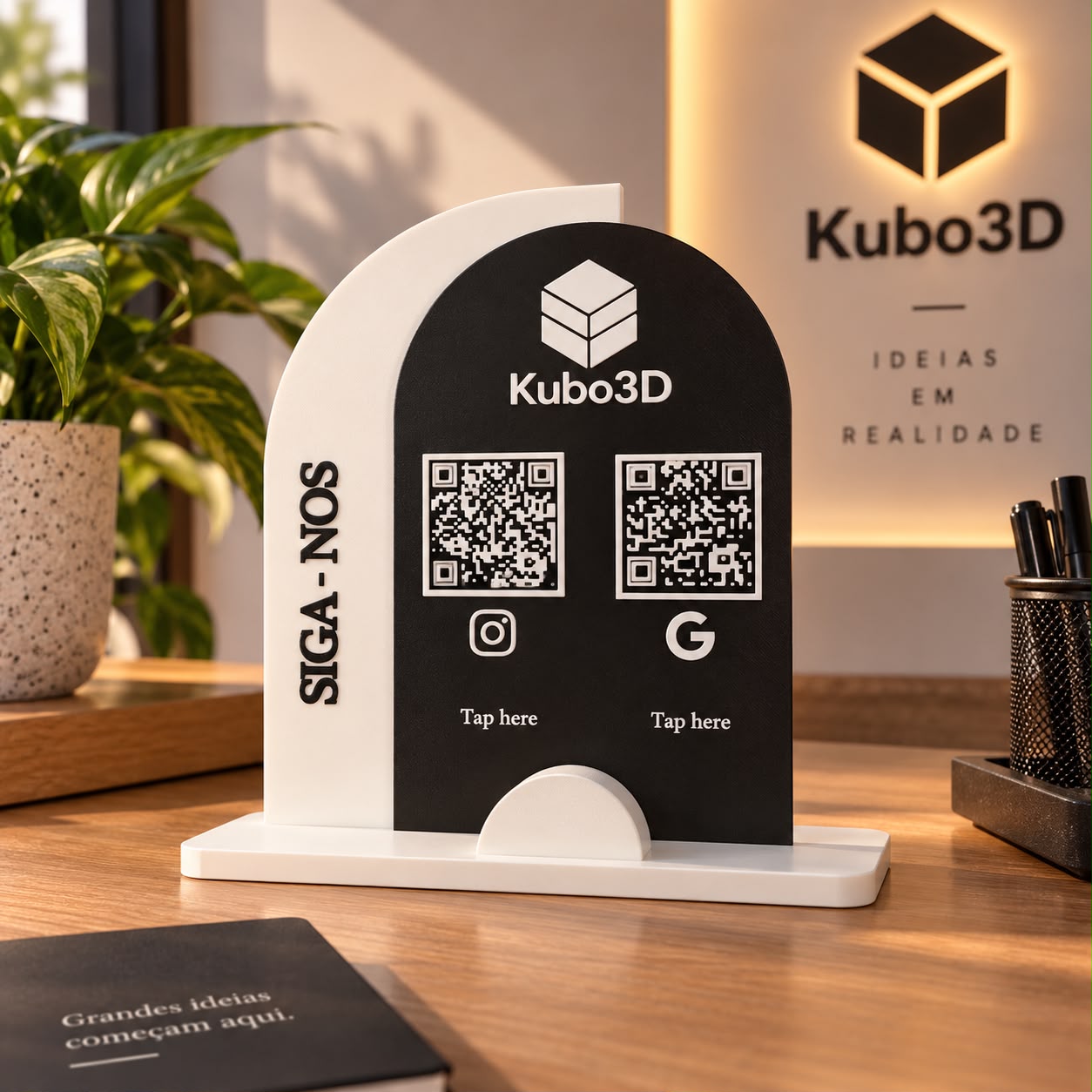 Display personalizado com QR codes para Instagram e Google