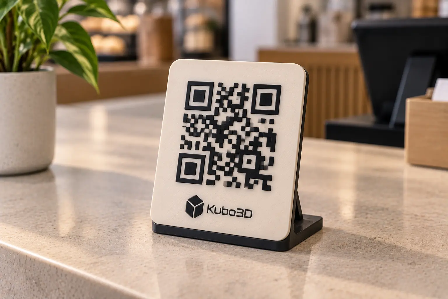 Display de balcão com QR code personalizado