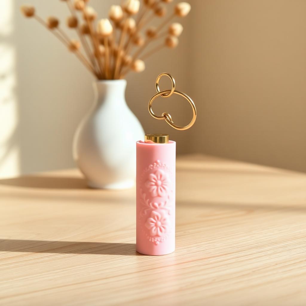 Chaveiro porta-batom com padrão de flores