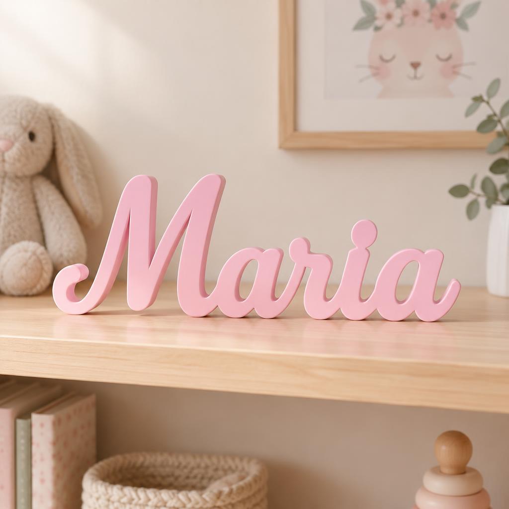 Letreiro infantil rosa personalizado com o nome Maria